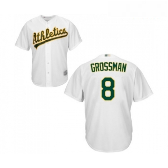 Mens Oakland Athletics 8 Robbie Grossman Replica White Home Cool Base Baseball Jerseyy Mens Oakland Athletics 8 Robbie Grossman Replica White Home Cool Base Baseball Jerseyy