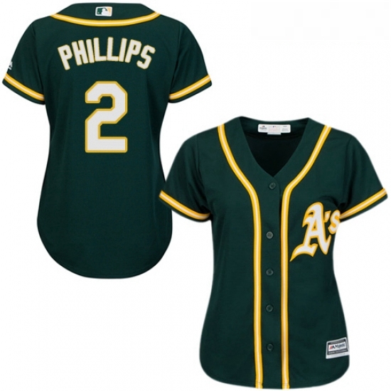 Womens Majestic Oakland Athletics 2 Tony Phillips Replica Green Alternate 1 Cool Base MLB Jersey Womens Majestic Oakland Athletics 2 Tony Phillips Replica Green Alternate 1 Cool Base MLB Jersey