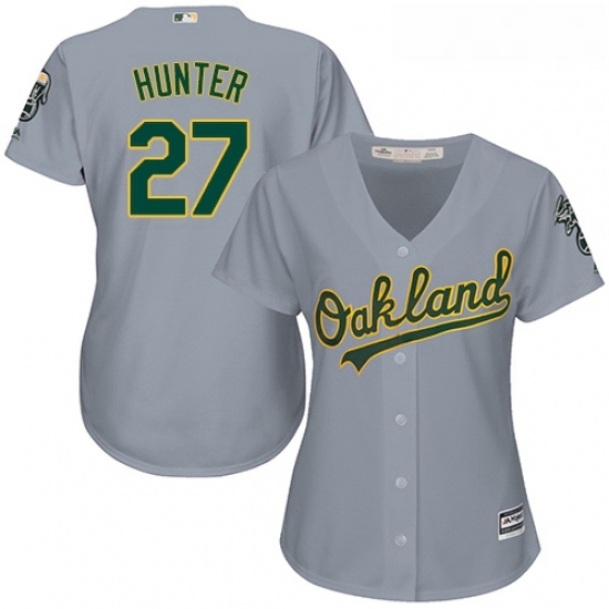 Womens Majestic Oakland Athletics 27 Catfish Hunter Authentic Grey Road Cool Base MLB Jersey Womens Majestic Oakland Athletics 27 Catfish Hunter Authentic Grey Road Cool Base MLB Jersey