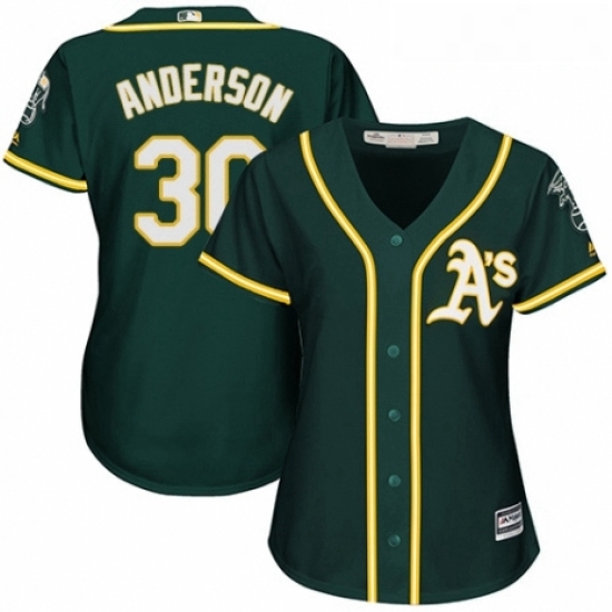 Womens Majestic Oakland Athletics 30 Brett Anderson Authentic Green Alternate 1 Cool Base MLB Jersey Womens Majestic Oakland Athletics 30 Brett Anderson Authentic Green Alternate 1 Cool Base MLB Jersey
