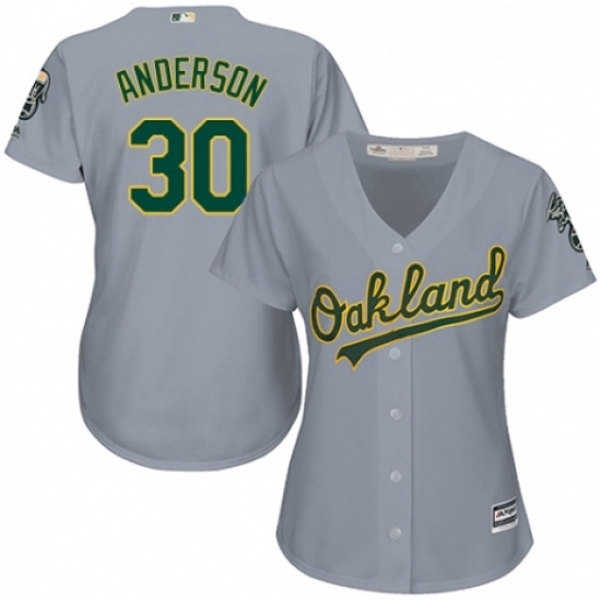 Womens Majestic Oakland Athletics 30 Brett Anderson Replica Grey Road Cool Base MLB Jersey Womens Majestic Oakland Athletics 30 Brett Anderson Replica Grey Road Cool Base MLB Jersey