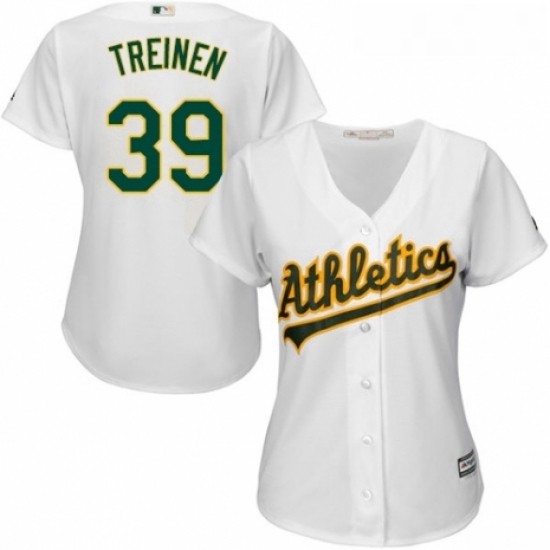 Womens Majestic Oakland Athletics 39 Blake Treinen Replica White Home Cool Base MLB Jersey Womens Majestic Oakland Athletics 39 Blake Treinen Replica White Home Cool Base MLB Jersey