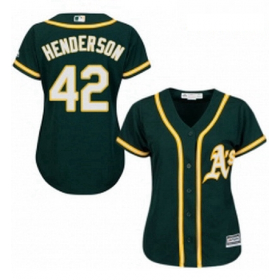 Womens Majestic Oakland Athletics 42 Dave Henderson Replica Green Alternate 1 Cool Base MLB Jersey Womens Majestic Oakland Athletics 42 Dave Henderson Replica Green Alternate 1 Cool Base MLB Jersey