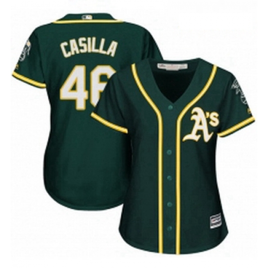 Womens Majestic Oakland Athletics 46 Santiago Casilla Replica Green Alternate 1 Cool Base MLB Jersey Womens Majestic Oakland Athletics 46 Santiago Casilla Replica Green Alternate 1 Cool Base MLB Jersey