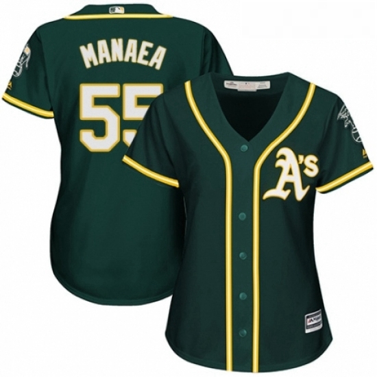 Womens Majestic Oakland Athletics 55 Sean Manaea Authentic Green Alternate 1 Cool Base MLB Jersey Womens Majestic Oakland Athletics 55 Sean Manaea Authentic Green Alternate 1 Cool Base MLB Jersey