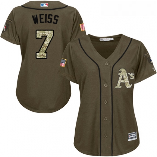 Womens Majestic Oakland Athletics 7 Walt Weiss Authentic Green Salute to Service MLB Jersey Womens Majestic Oakland Athletics 7 Walt Weiss Authentic Green Salute to Service MLB Jersey