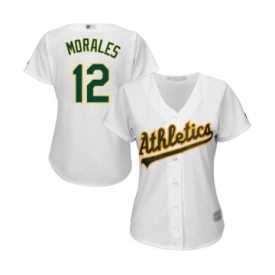 Womens Oakland Athletics 12 Kendrys Morales Replica White Home Cool Base Baseball Jersey Womens Oakland Athletics 12 Kendrys Morales Replica White Home Cool Base Baseball Jersey