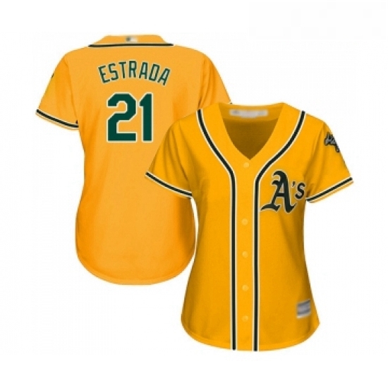 Womens Oakland Athletics 21 Marco Estrada Replica Gold Alternate 2 Cool Base Baseball Jersey Womens Oakland Athletics 21 Marco Estrada Replica Gold Alternate 2 Cool Base Baseball Jersey
