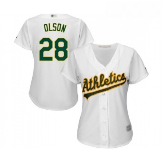 Womens Oakland Athletics 28 Matt Olson Replica White Home Cool Base Baseball Jersey Womens Oakland Athletics 28 Matt Olson Replica White Home Cool Base Baseball Jersey