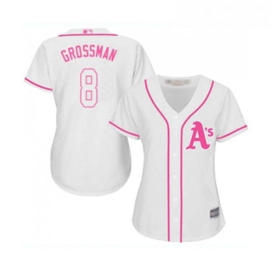 Womens Oakland Athletics 8 Robbie Grossman Replica White Fashion Cool Base Baseball Jersey Womens Oakland Athletics 8 Robbie Grossman Replica White Fashion Cool Base Baseball Jersey