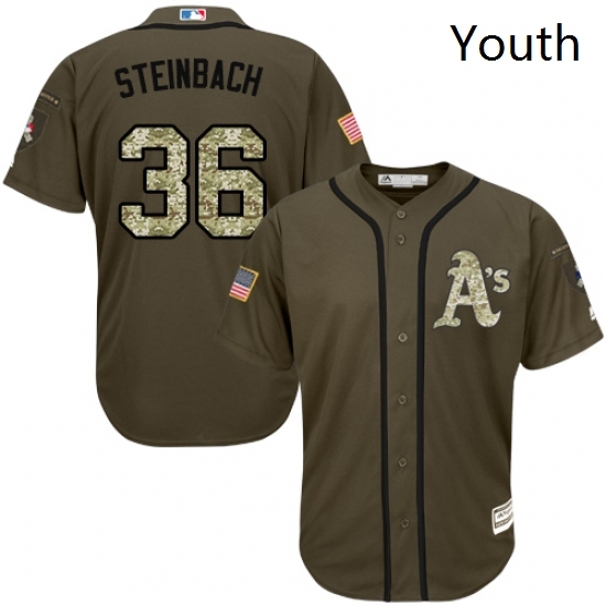 Youth Majestic Oakland Athletics 36 Terry Steinbach Authentic Green Salute to Service MLB Jersey Youth Majestic Oakland Athletics 36 Terry Steinbach Authentic Green Salute to Service MLB Jersey