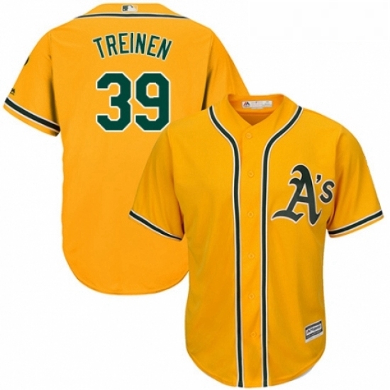Youth Majestic Oakland Athletics 39 Blake Treinen Replica Gold Alternate 2 Cool Base MLB Jersey Youth Majestic Oakland Athletics 39 Blake Treinen Replica Gold Alternate 2 Cool Base MLB Jersey