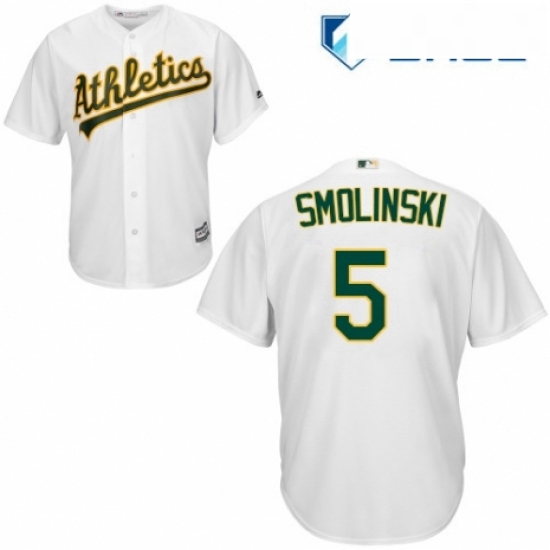 Youth Majestic Oakland Athletics 5 Jake Smolinski Replica White Home Cool Base MLB Jersey Youth Majestic Oakland Athletics 5 Jake Smolinski Replica White Home Cool Base MLB Jersey