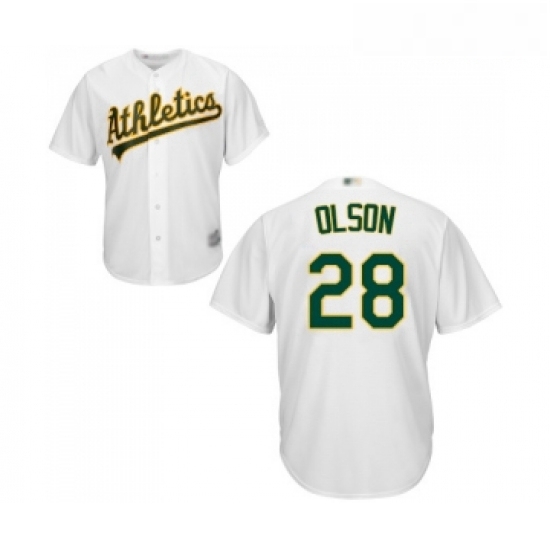 Youth Oakland Athletics 28 Matt Olson Replica White Home Cool Base Baseball Jersey Youth Oakland Athletics 28 Matt Olson Replica White Home Cool Base Baseball Jersey