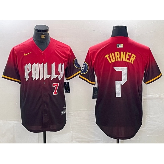 Men Philadelphia Phillies 7 Trea Turner Red 2024 City Connect Limited Stitched Jersey 3 Men Philadelphia Phillies 7 Trea Turner Red 2024 City Connect Limited Stitched Jersey 3
