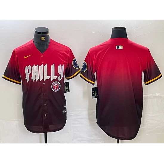 Men Philadelphia Phillies Red Team Big Logo 2024 City Connect Limited Stitched Baseball Jersey 3