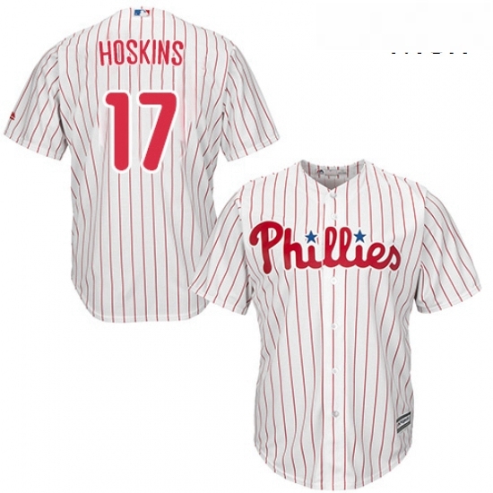 Mens Majestic Philadelphia Phillies 17 Rhys Hoskins Replica WhiteRed Strip Home Cool Base MLB Jersey Mens Majestic Philadelphia Phillies 17 Rhys Hoskins Replica WhiteRed Strip Home Cool Base MLB Jersey