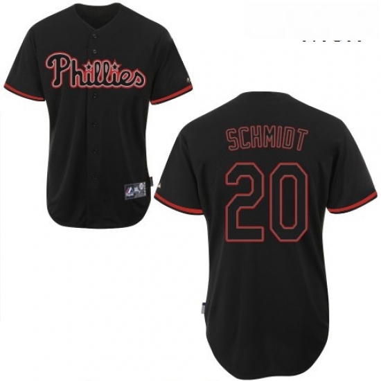 Mens Majestic Philadelphia Phillies 20 Mike Schmidt Replica Black Fashion MLB Jersey Mens Majestic Philadelphia Phillies 20 Mike Schmidt Replica Black Fashion MLB Jersey