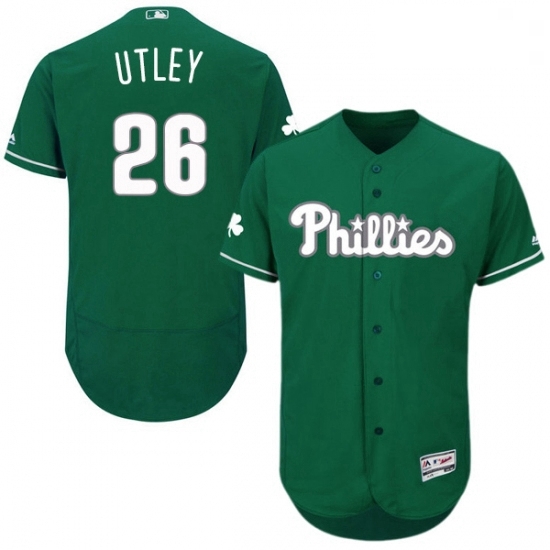 Mens Majestic Philadelphia Phillies 26 Chase Utley Green Celtic Flexbase Authentic Collection MLB Jersey Mens Majestic Philadelphia Phillies 26 Chase Utley Green Celtic Flexbase Authentic Collection MLB Jersey
