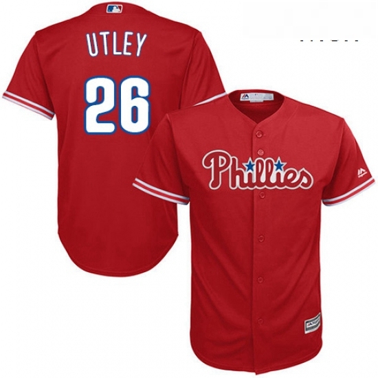 Mens Majestic Philadelphia Phillies 26 Chase Utley Replica Red Alternate Cool Base MLB Jersey Mens Majestic Philadelphia Phillies 26 Chase Utley Replica Red Alternate Cool Base MLB Jersey