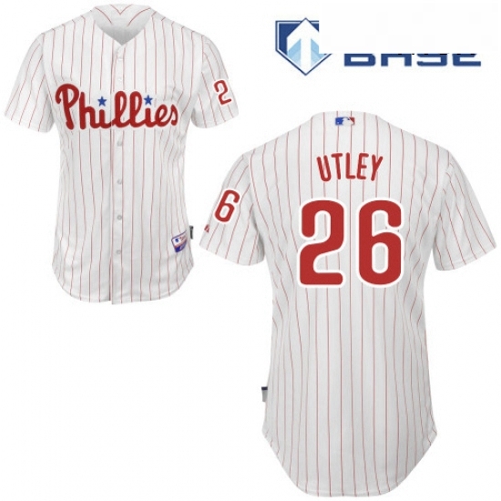 Mens Majestic Philadelphia Phillies 26 Chase Utley Replica WhiteRed Strip Home Cool Base MLB Jersey Mens Majestic Philadelphia Phillies 26 Chase Utley Replica WhiteRed Strip Home Cool Base MLB Jersey