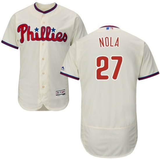 Mens Majestic Philadelphia Phillies 27 Aaron Nola Cream Alternate Flex Base Authentic Collection MLB Jersey Mens Majestic Philadelphia Phillies 27 Aaron Nola Cream Alternate Flex Base Authentic Collection MLB Jersey