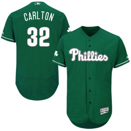 Mens Majestic Philadelphia Phillies 32 Steve Carlton Green Celtic Flexbase Authentic Collection MLB Jersey Mens Majestic Philadelphia Phillies 32 Steve Carlton Green Celtic Flexbase Authentic Collection MLB Jersey