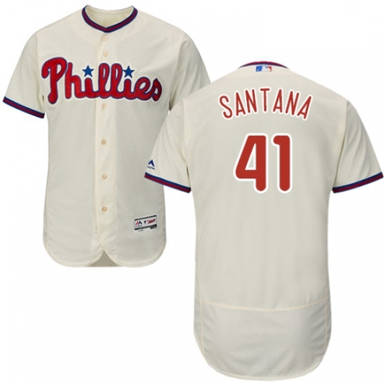 Mens Majestic Philadelphia Phillies 41 Carlos Santana Cream Alternate Flex Base Authentic Collection MLB Jersey Mens Majestic Philadelphia Phillies 41 Carlos Santana Cream Alternate Flex Base Authentic Collection MLB Jersey
