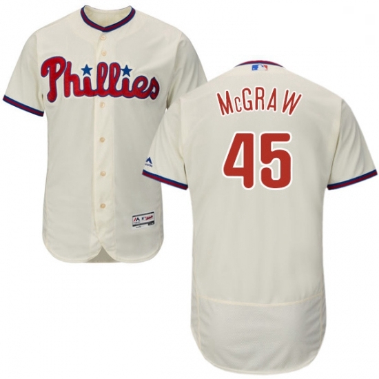 Mens Majestic Philadelphia Phillies 45 Tug McGraw Cream Alternate Flex Base Authentic Collection MLB Jersey Mens Majestic Philadelphia Phillies 45 Tug McGraw Cream Alternate Flex Base Authentic Collection MLB Jersey