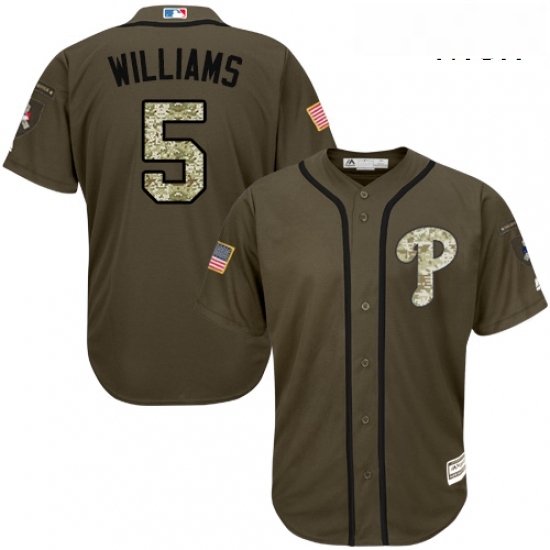 Mens Majestic Philadelphia Phillies 5 Nick Williams Replica Green Salute to Service MLB Jersey Mens Majestic Philadelphia Phillies 5 Nick Williams Replica Green Salute to Service MLB Jersey