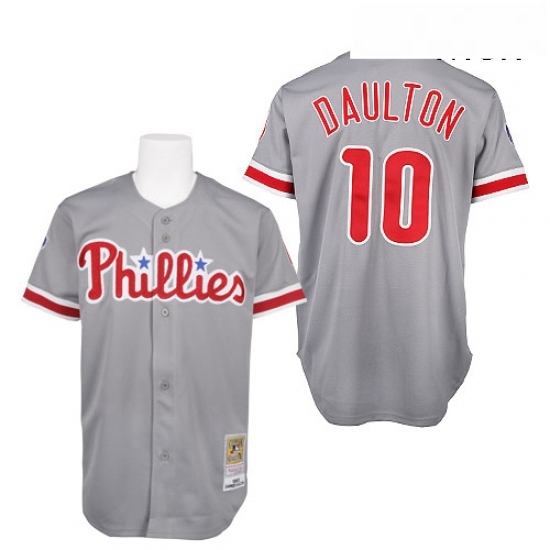 Mens Mitchell and Ness Philadelphia Phillies 10 Darren Daulton Authentic Grey Throwback MLB Jersey Mens Mitchell and Ness Philadelphia Phillies 10 Darren Daulton Authentic Grey Throwback MLB Jersey