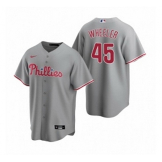 Mens Nike Philadelphia Phillies 45 Zack Wheeler Gray Road Stitched Baseball Jersey Mens Nike Philadelphia Phillies 45 Zack Wheeler Gray Road Stitched Baseball Jersey