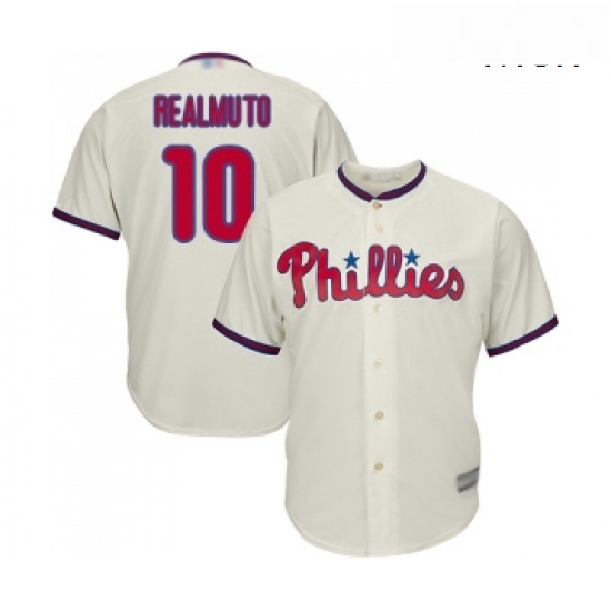 Mens Philadelphia Phillies 10 J T Realmuto Replica Cream Alternate Cool Base Baseball Jersey Mens Philadelphia Phillies 10 J T Realmuto Replica Cream Alternate Cool Base Baseball Jersey