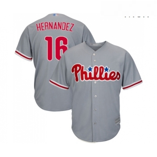 Mens Philadelphia Phillies 16 Cesar Hernandez Replica Grey Road Cool Base Baseball Jersey Mens Philadelphia Phillies 16 Cesar Hernandez Replica Grey Road Cool Base Baseball Jersey