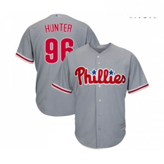 Mens Philadelphia Phillies 96 Tommy Hunter Replica Grey Road Cool Base Baseball Jersey Mens Philadelphia Phillies 96 Tommy Hunter Replica Grey Road Cool Base Baseball Jersey