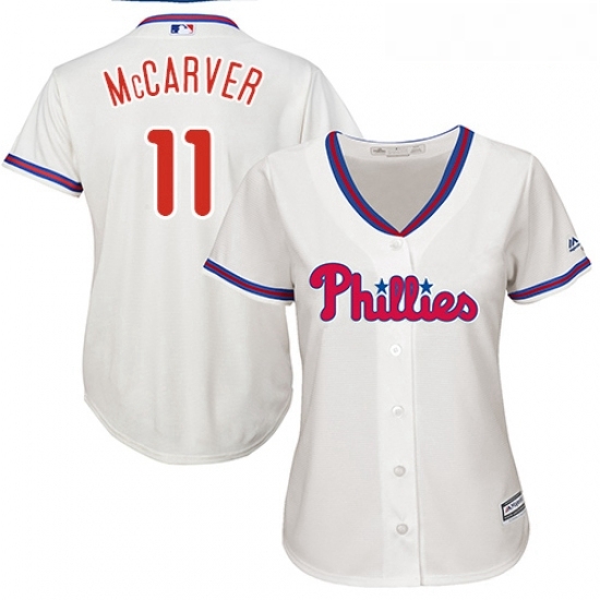 Womens Majestic Philadelphia Phillies 11 Tim McCarver Replica Cream Alternate Cool Base MLB Jersey Womens Majestic Philadelphia Phillies 11 Tim McCarver Replica Cream Alternate Cool Base MLB Jersey