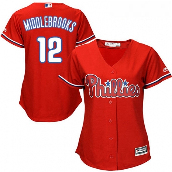 Womens Majestic Philadelphia Phillies 12 Will Middlebrooks Replica Red Alternate Cool Base MLB Jersey Womens Majestic Philadelphia Phillies 12 Will Middlebrooks Replica Red Alternate Cool Base MLB Jersey