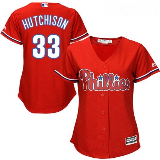 Womens Majestic Philadelphia Phillies 33 Drew Hutchison Authentic Red Alternate Cool Base MLB Jersey Womens Majestic Philadelphia Phillies 33 Drew Hutchison Authentic Red Alternate Cool Base MLB Jersey
