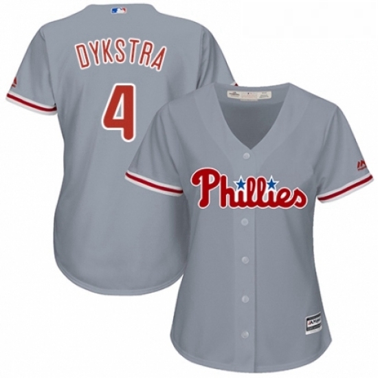 Womens Majestic Philadelphia Phillies 4 Lenny Dykstra Authentic Grey Road Cool Base MLB Jersey Womens Majestic Philadelphia Phillies 4 Lenny Dykstra Authentic Grey Road Cool Base MLB Jersey