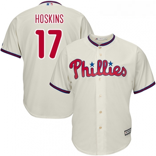 Youth Majestic Philadelphia Phillies 17 Rhys Hoskins Authentic Cream Alternate Cool Base MLB Jersey Youth Majestic Philadelphia Phillies 17 Rhys Hoskins Authentic Cream Alternate Cool Base MLB Jersey
