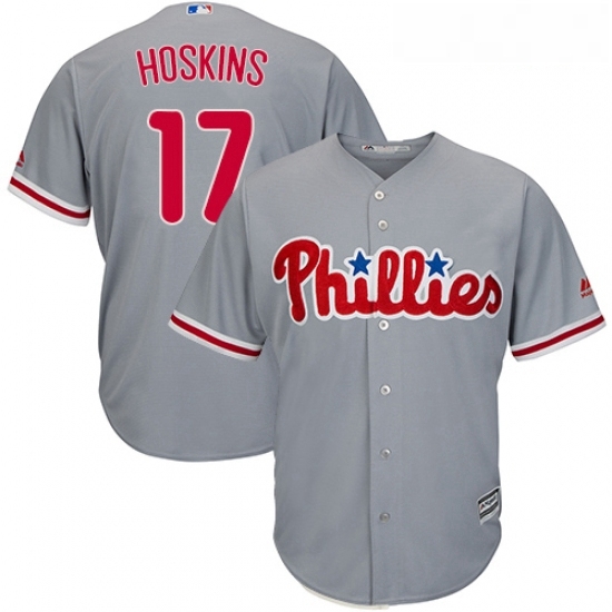 Youth Majestic Philadelphia Phillies 17 Rhys Hoskins Replica Grey Road Cool Base MLB Jersey Youth Majestic Philadelphia Phillies 17 Rhys Hoskins Replica Grey Road Cool Base MLB Jersey