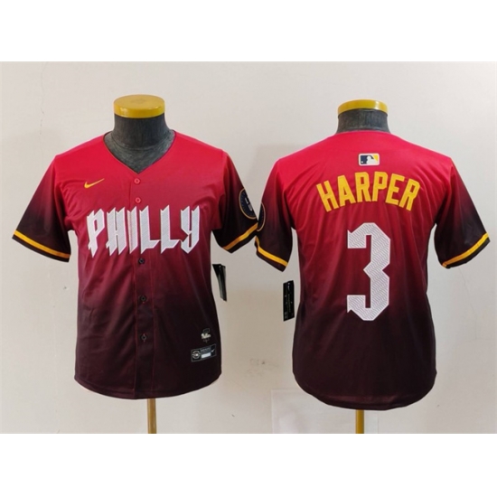 Youth Philadelphia Phillies 3 Bryce Harper Red 2024 City Connect Limited Stitched Baseball Jersey Youth Philadelphia Phillies 3 Bryce Harper Red 2024 City Connect Limited Stitched Baseball Jersey