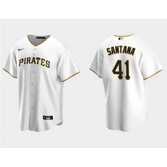 Men Pittsburgh Pirates 41 Carlos Santana White Cool Base Stitched Baseball Jersey Men Pittsburgh Pirates 41 Carlos Santana White Cool Base Stitched Baseball Jersey