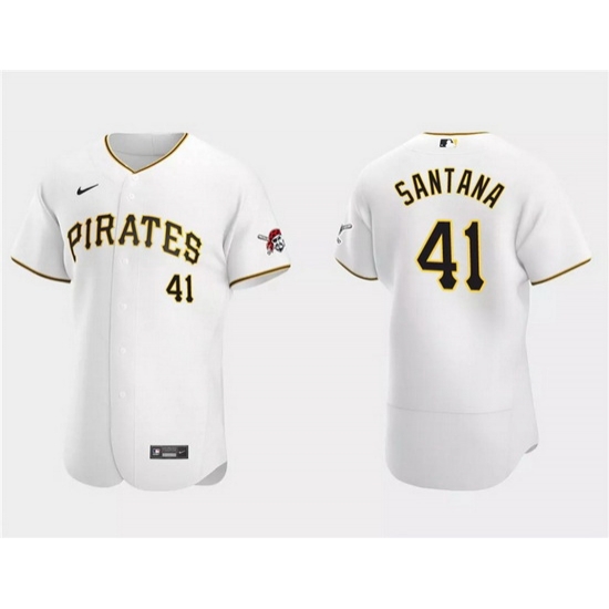Men Pittsburgh Pirates 41 Carlos Santana White Flex Base Stitched Baseball Jersey Men Pittsburgh Pirates 41 Carlos Santana White Flex Base Stitched Baseball Jersey