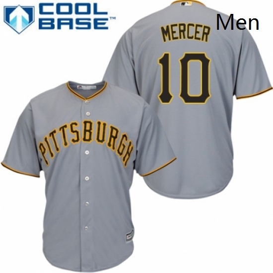 Mens Majestic Pittsburgh Pirates 10 Jordy Mercer Replica Grey Road Cool Base MLB Jersey Mens Majestic Pittsburgh Pirates 10 Jordy Mercer Replica Grey Road Cool Base MLB Jersey