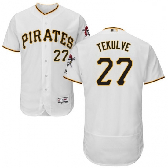 Mens Majestic Pittsburgh Pirates 27 Kent Tekulve White Home Flex Base Authentic Collection MLB Jersey Mens Majestic Pittsburgh Pirates 27 Kent Tekulve White Home Flex Base Authentic Collection MLB Jersey