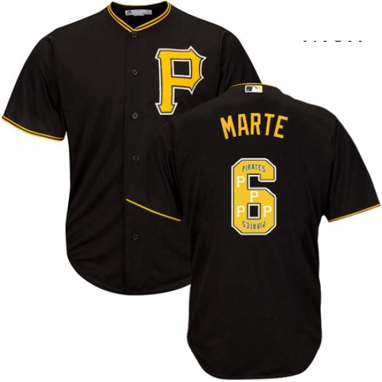 Mens Majestic Pittsburgh Pirates 6 Starling Marte Authentic Black Team Logo Fashion Cool Base MLB Jersey Mens Majestic Pittsburgh Pirates 6 Starling Marte Authentic Black Team Logo Fashion Cool Base MLB Jersey
