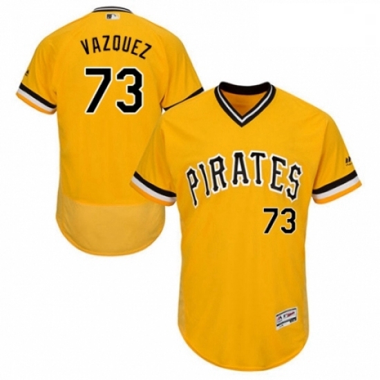 Mens Majestic Pittsburgh Pirates 73 Felipe Vazquez Gold Alternate Flex Base Authentic Collection MLB Jersey Mens Majestic Pittsburgh Pirates 73 Felipe Vazquez Gold Alternate Flex Base Authentic Collection MLB Jersey