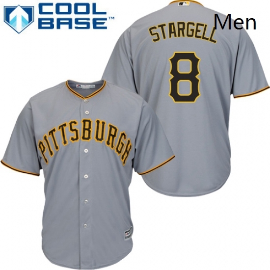 Mens Majestic Pittsburgh Pirates 8 Willie Stargell Replica Grey Road Cool Base MLB Jersey Mens Majestic Pittsburgh Pirates 8 Willie Stargell Replica Grey Road Cool Base MLB Jersey