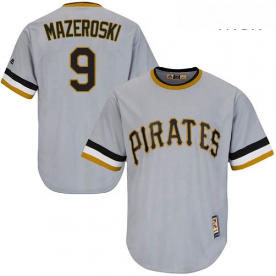 Mens Majestic Pittsburgh Pirates 9 Bill Mazeroski Replica Grey Cooperstown Throwback MLB Jersey Mens Majestic Pittsburgh Pirates 9 Bill Mazeroski Replica Grey Cooperstown Throwback MLB Jersey